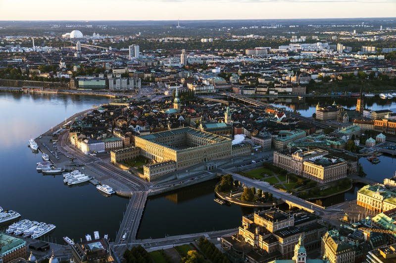 Aerial view of Stockholm with Royal Palace