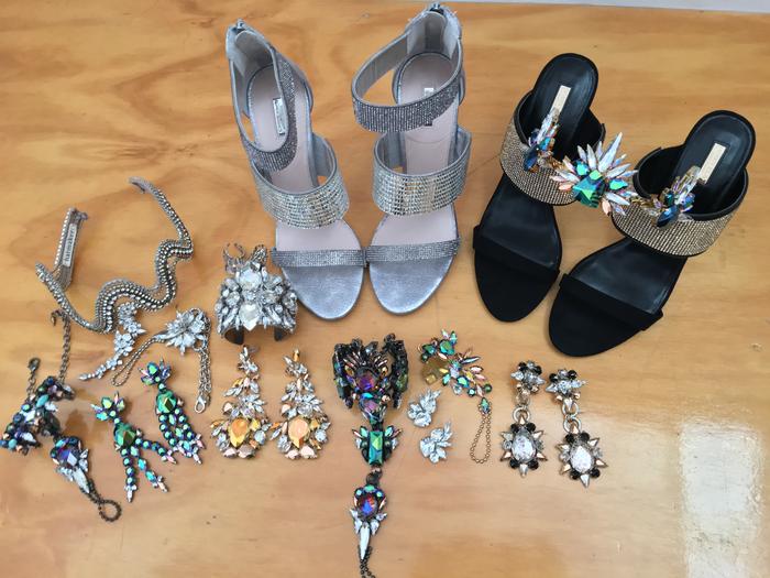 A selection of Dami's shoes, jewellery and accessories for Eurovision