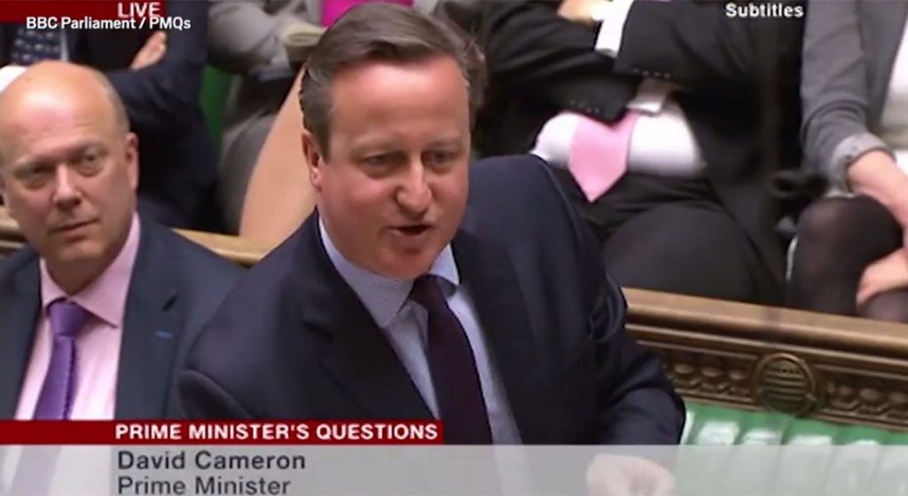 David Cameron discussing Eurovision in Parliament